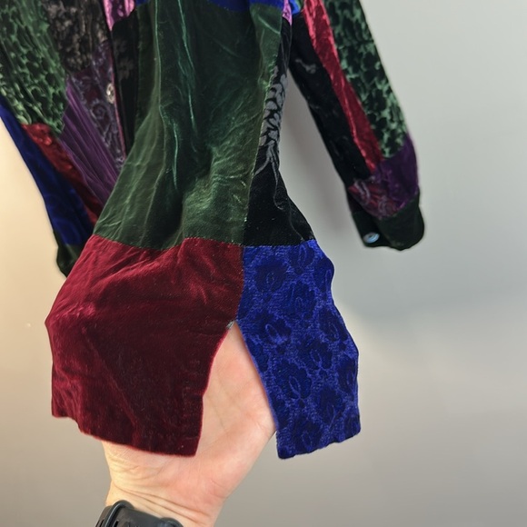 Vintage Banana Republic Button Down Velvet Patchwork Tunic Size M Artsy - Picture 9 of 16